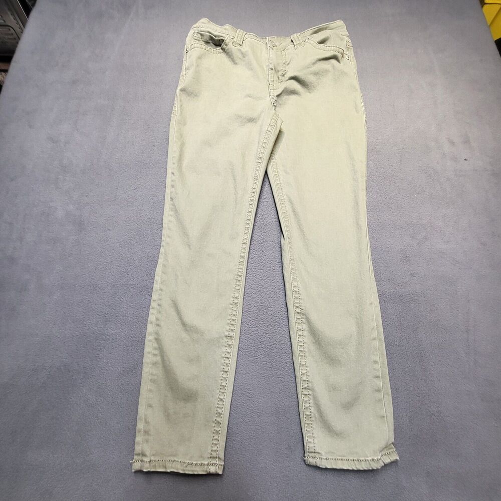 Seven7 Pants Womens Size 10 Green Scarlette Crop Stretch Distressed